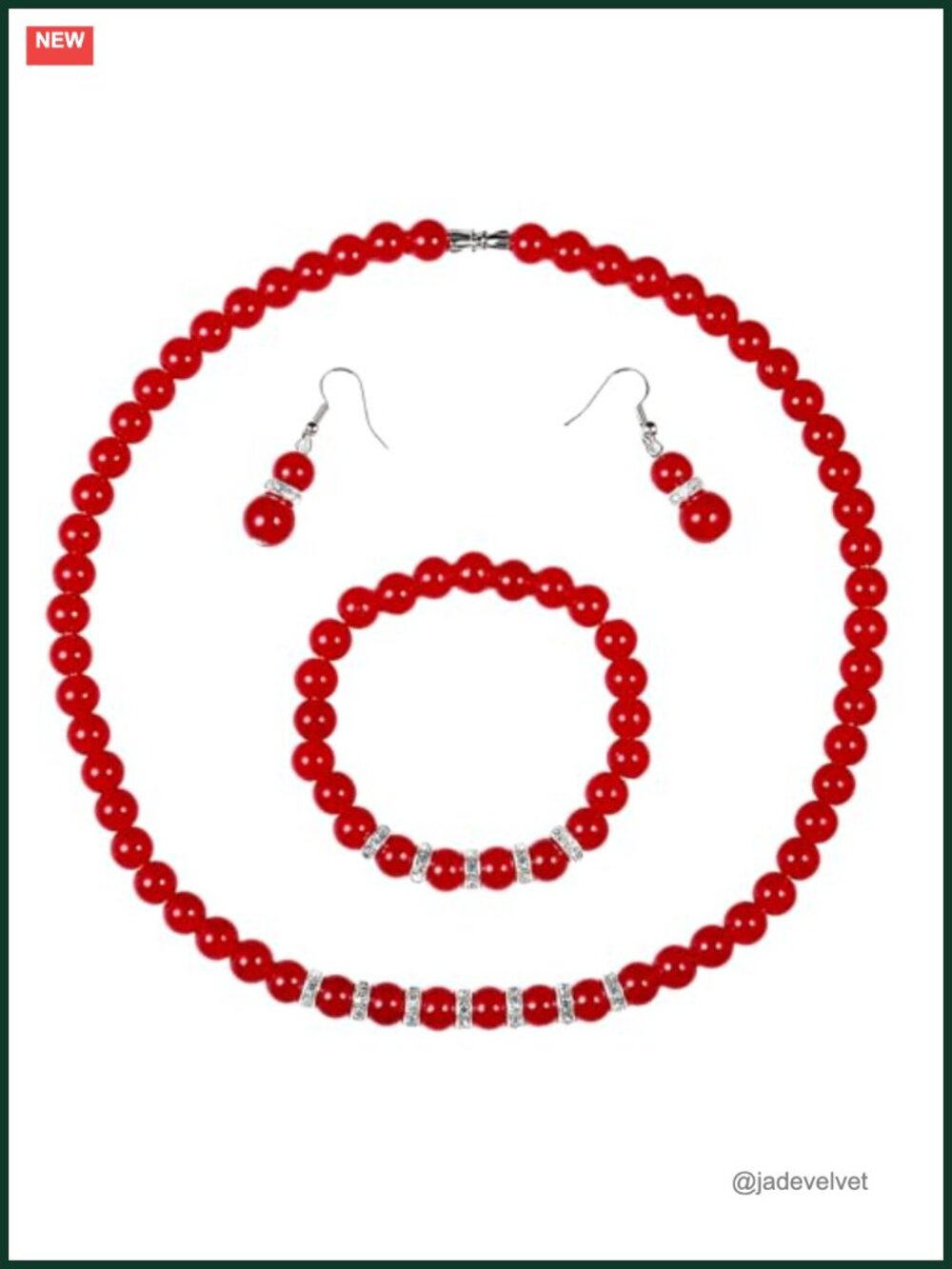 COLORFUL BLING Faux Pearl Copper Crystal Jewelry Set Necklace Earring Bracelet